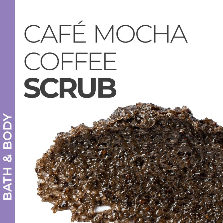 Pravada Private Label cafe mocha coffee body scrub in a jar, from Pravada's own product listing.