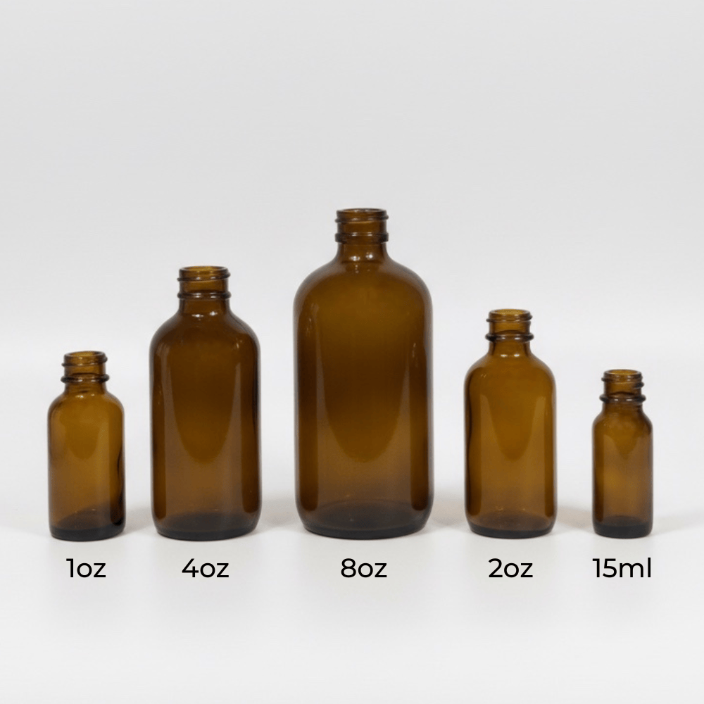 Pravada private Label Boston Round Amber Glass Bottle - 15ml