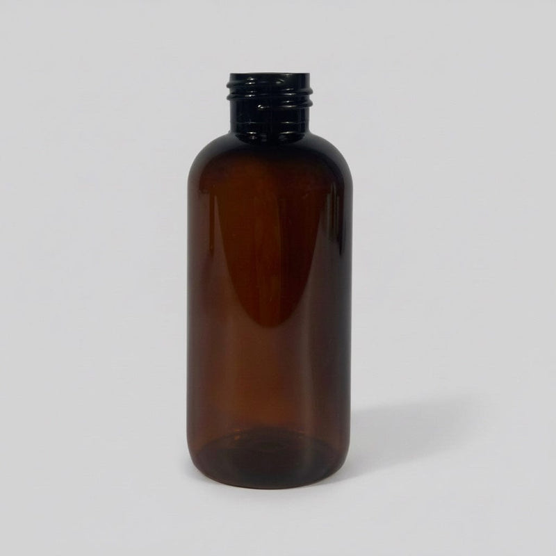 Pravada private Label Boston Round Amber Plastic Bottle - 4oz