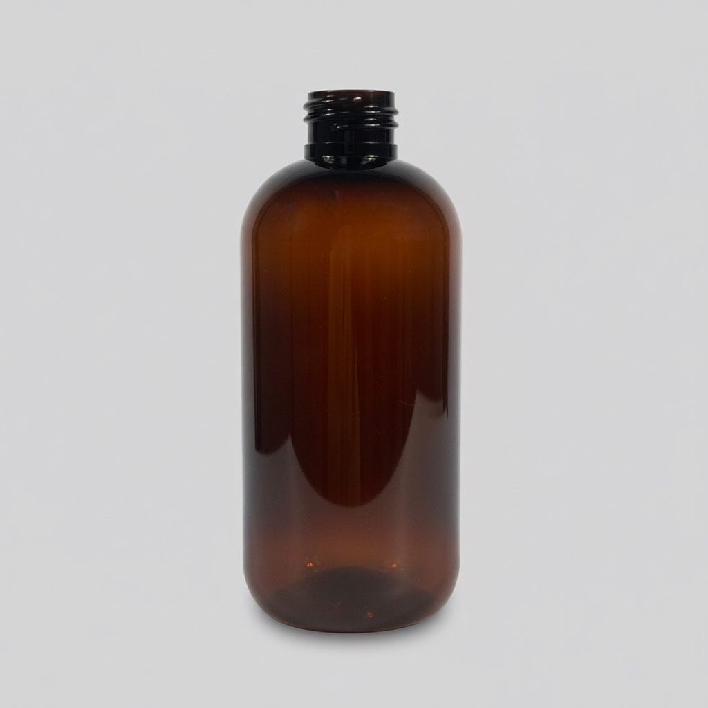 Pravada private Label Boston Round Amber Plastic Bottle - 8oz