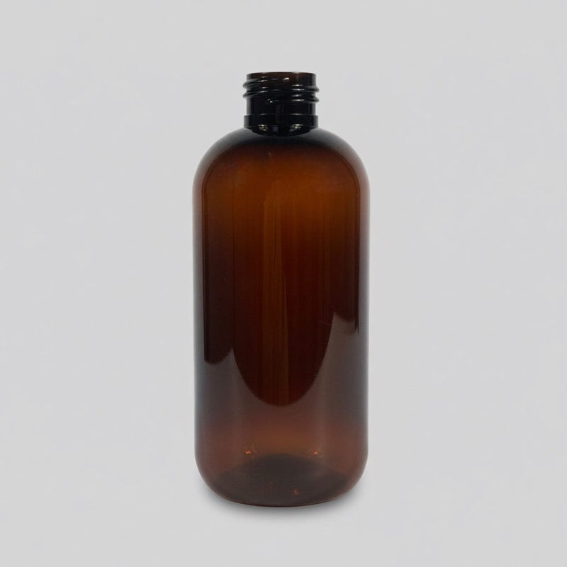 Pravada private Label Boston Round Amber Plastic Bottle - 8oz