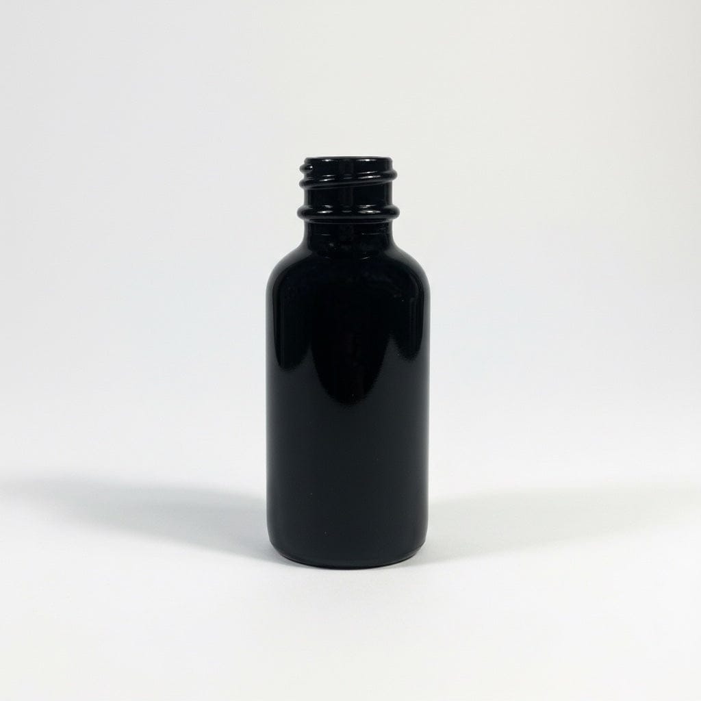 Pravada private Label Boston Round Black Glass Bottle - 1oz