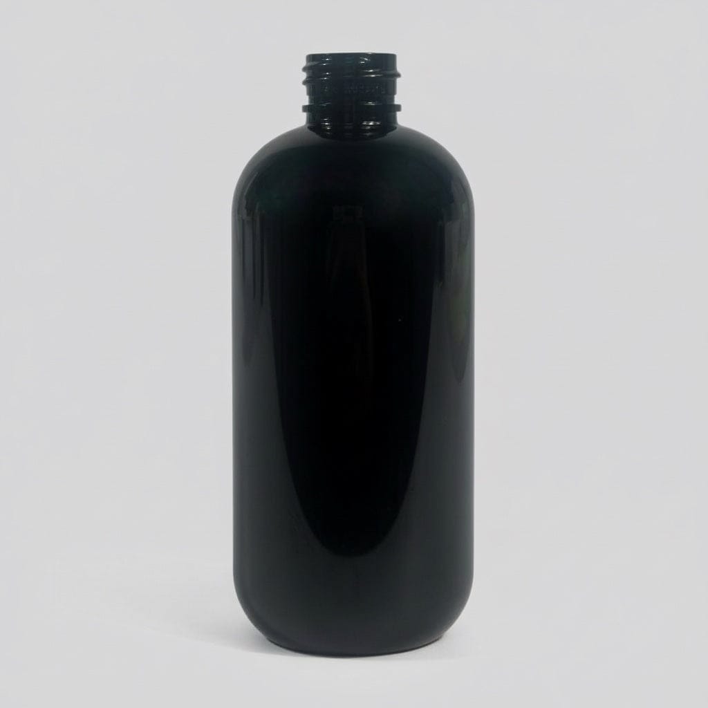 Pravada private Label Boston Round Black Plastic Bottle - 8oz
