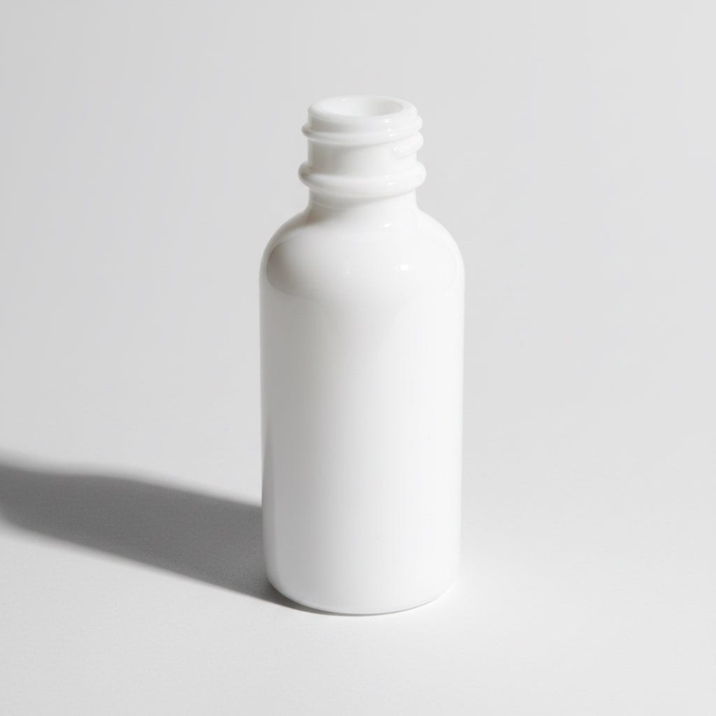 Pravada private Label Boston Round Opal/White Glass Bottle - 1oz