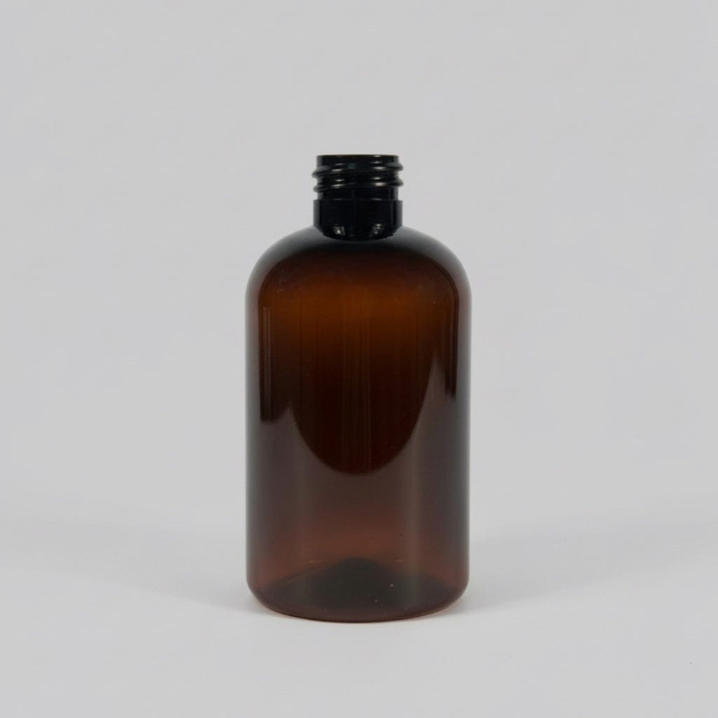 Pravada private Label Boston Round Squat Amber Plastic Bottle - 4oz