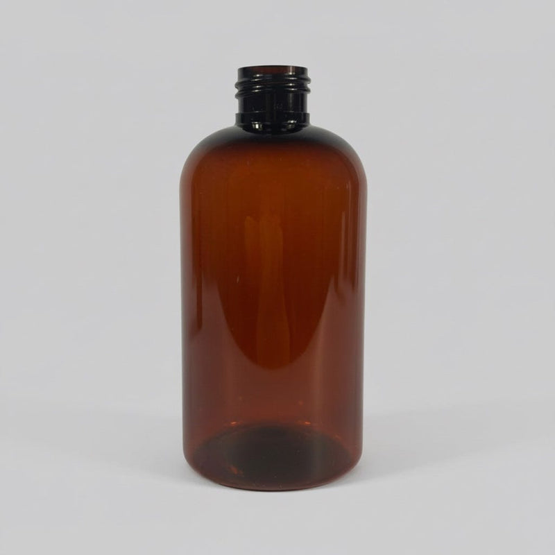 Pravada private Label Boston Round Squat Amber Plastic Bottle - 8oz