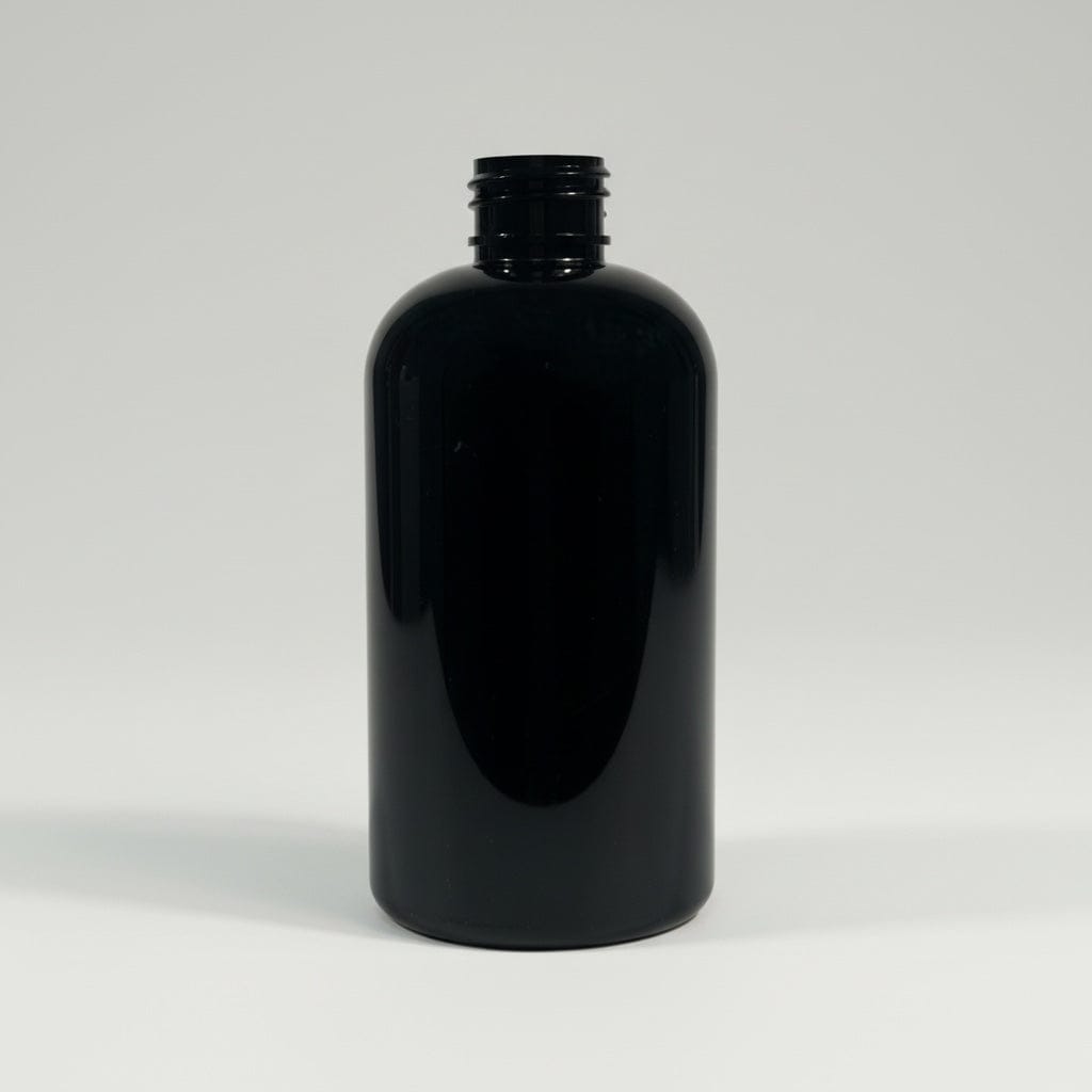 Pravada private Label Boston Round Squat Black Plastic Bottle - 8oz
