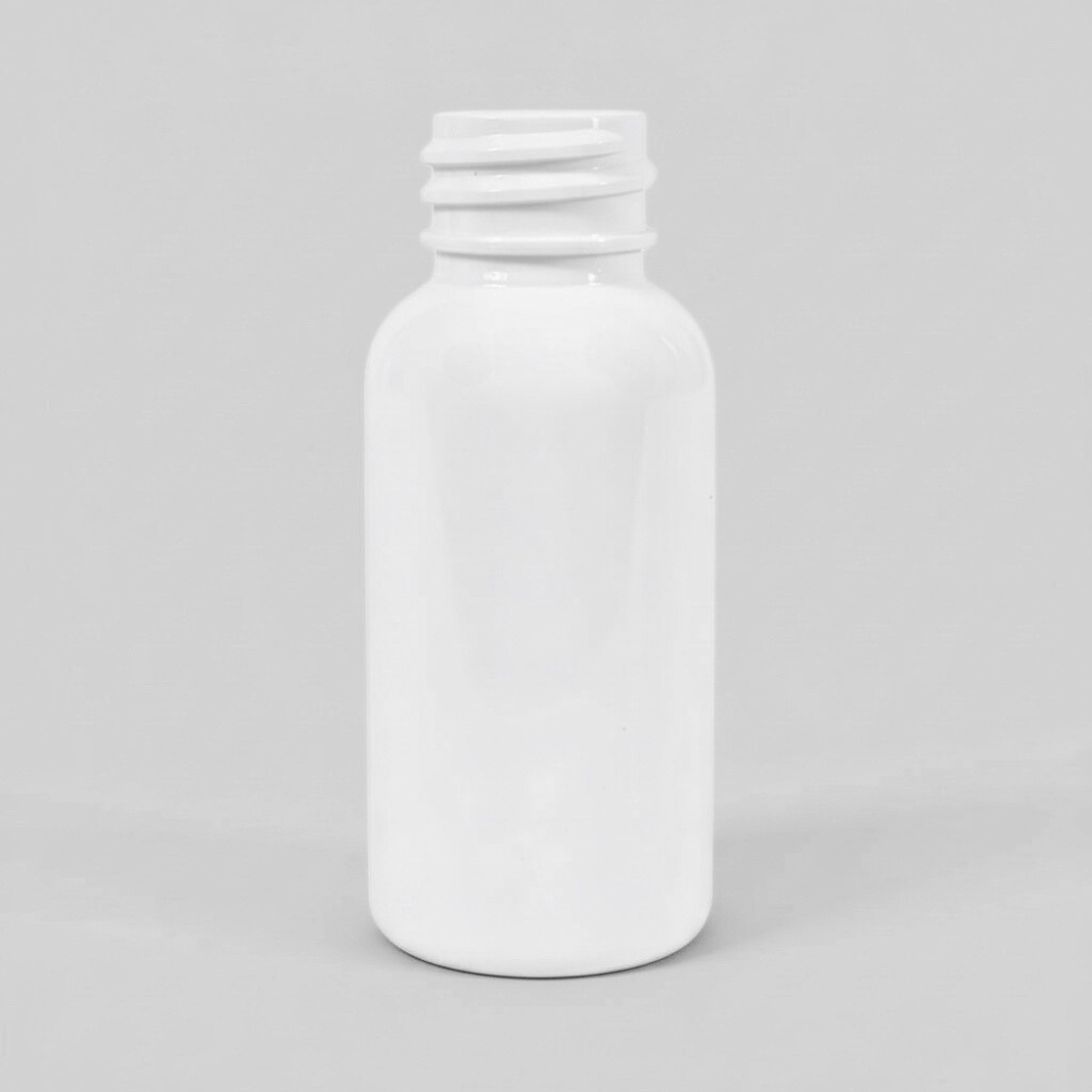 Pravada private Label Boston Round White Plastic Bottle - 1oz
