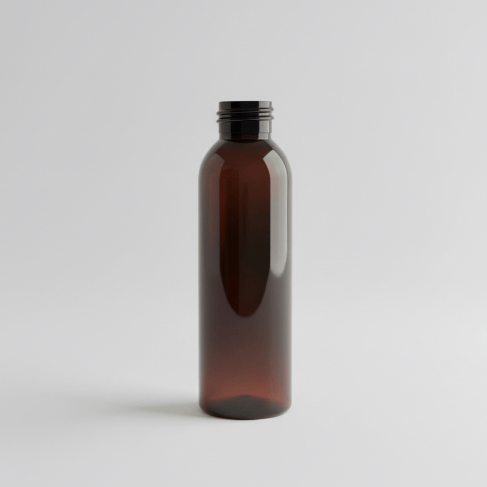 Pravada private Label Cosmo Round Amber Plastic Bottle - 4oz