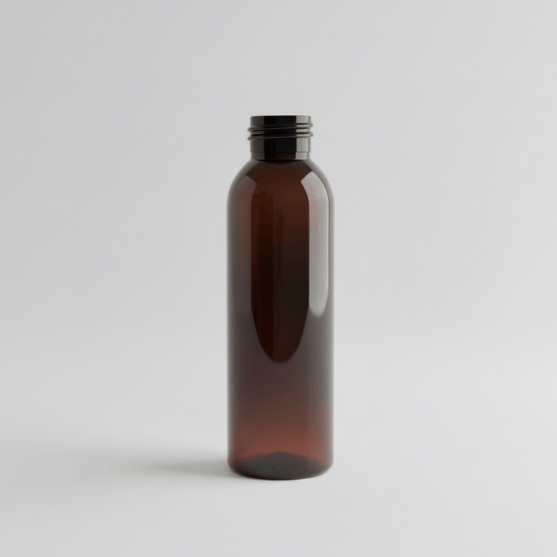Pravada private Label Cosmo Round Amber Plastic Bottle - 4oz
