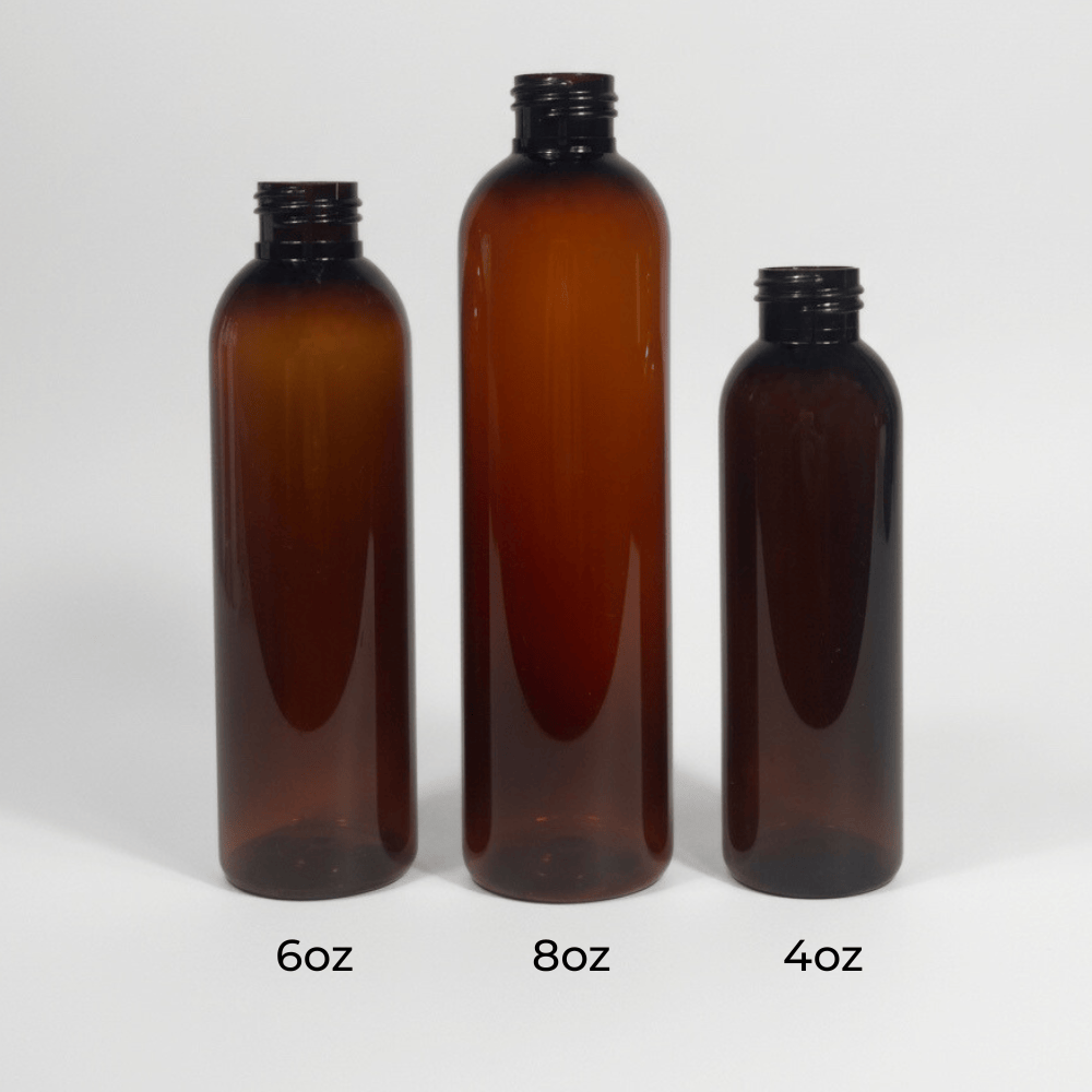 Pravada private Label Cosmo Round Amber Plastic Bottle - 4oz