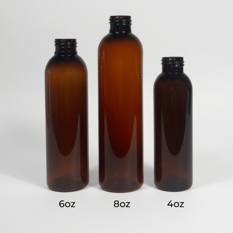 Pravada private Label Cosmo Round Amber Plastic Bottle - 4oz