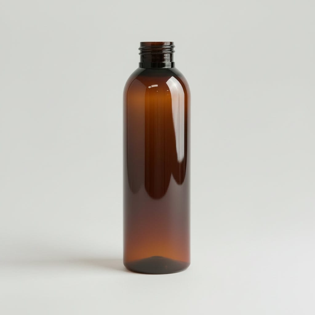 Pravada private Label Cosmo Round Amber Plastic Bottle - 6oz