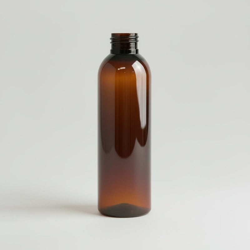 Pravada private Label Cosmo Round Amber Plastic Bottle - 6oz