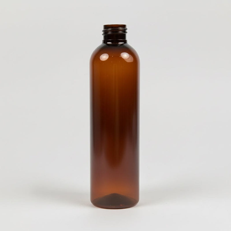 Pravada private Label Cosmo Round Amber Plastic Bottle - 8oz