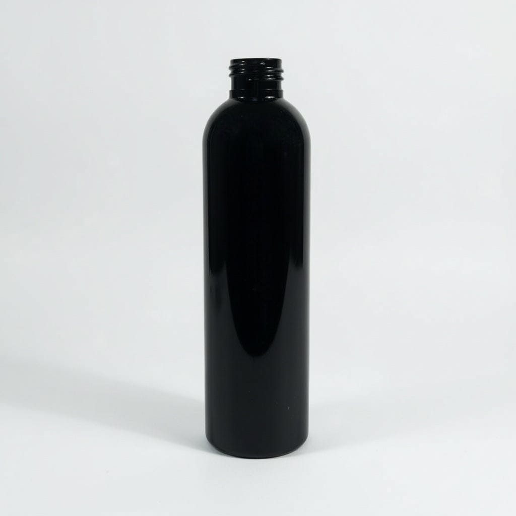 Pravada private Label Cosmo Round Black Plastic Bottle - 8oz