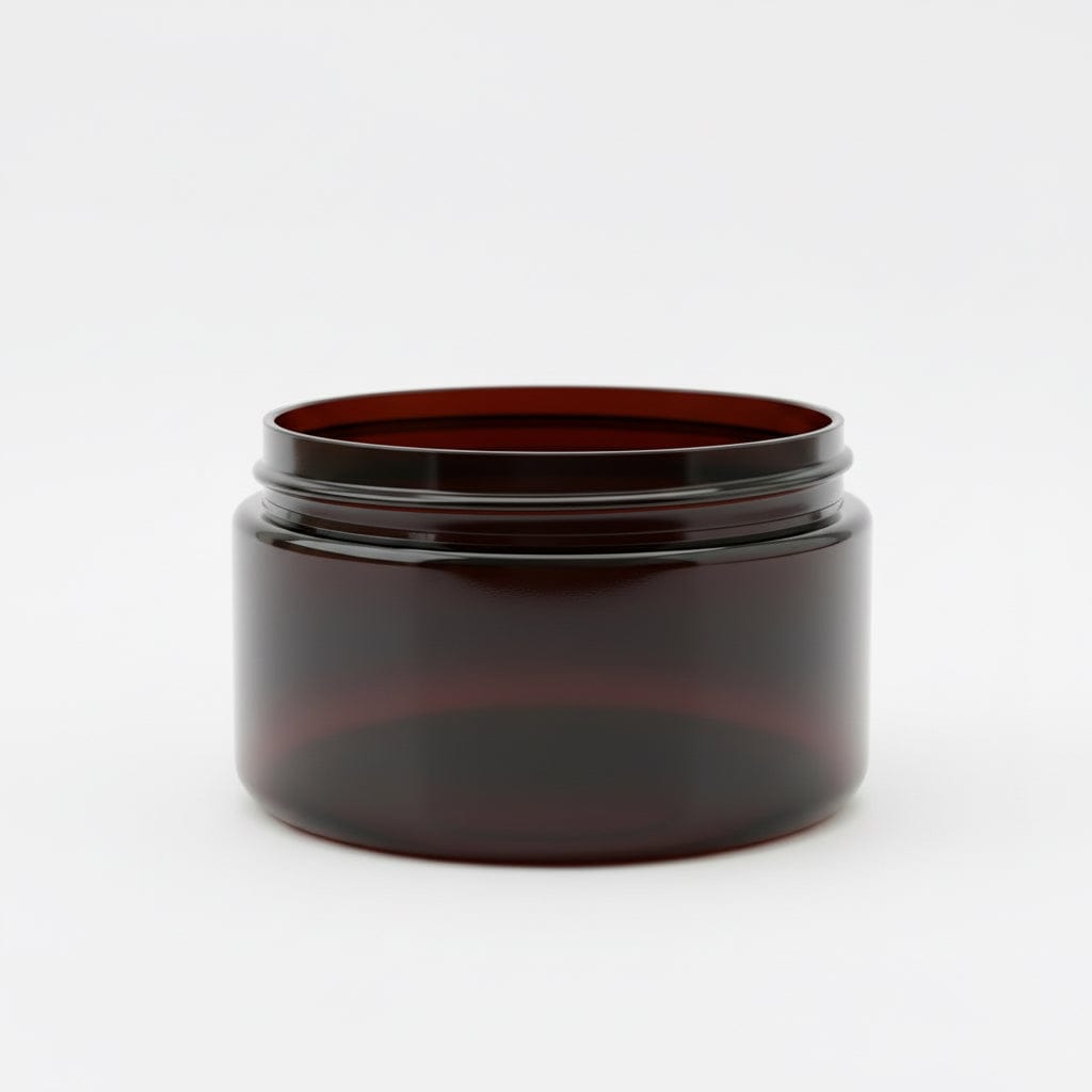Pravada private Label Low Profile Amber Plastic Jar - 4oz