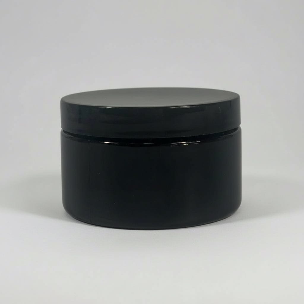 Pravada private Label Low Profile Black Plastic Jar - 4oz