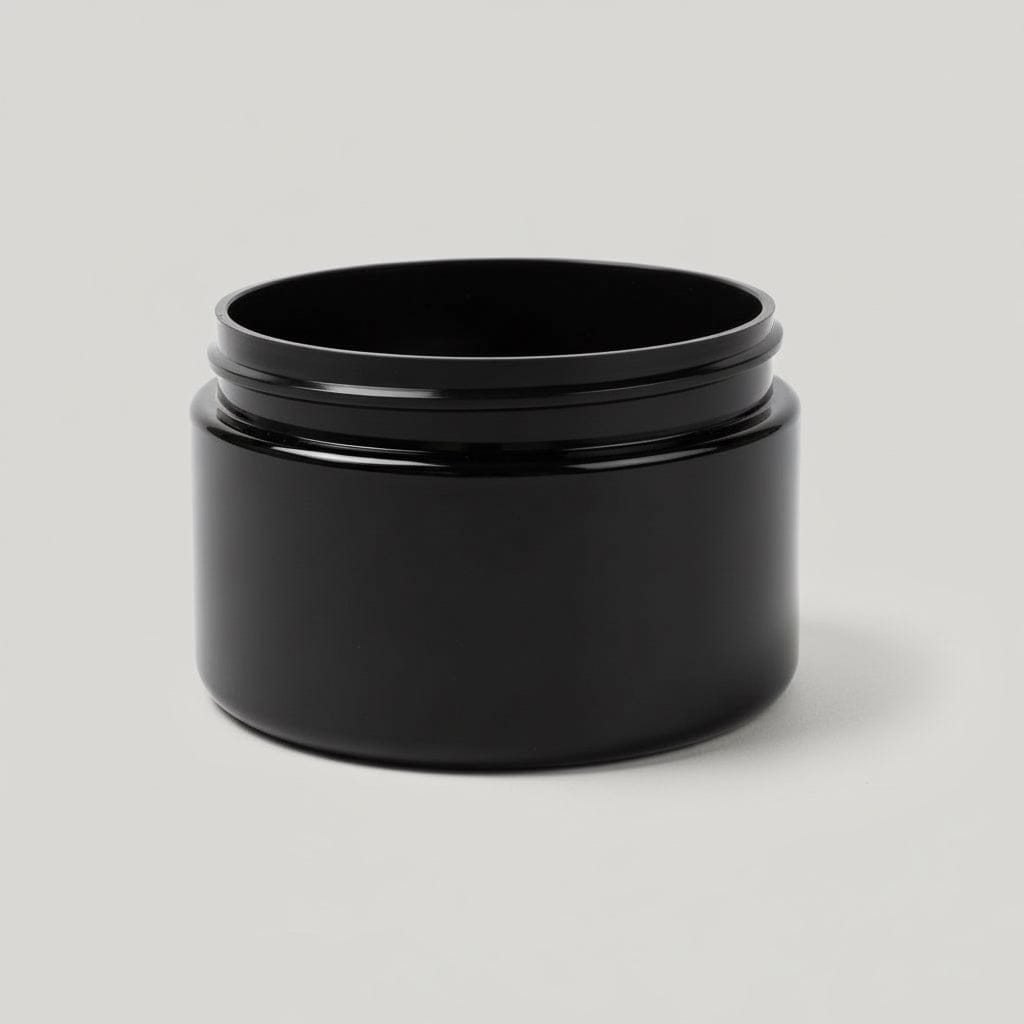 Pravada private Label Low Profile Black Plastic Jar - 4oz