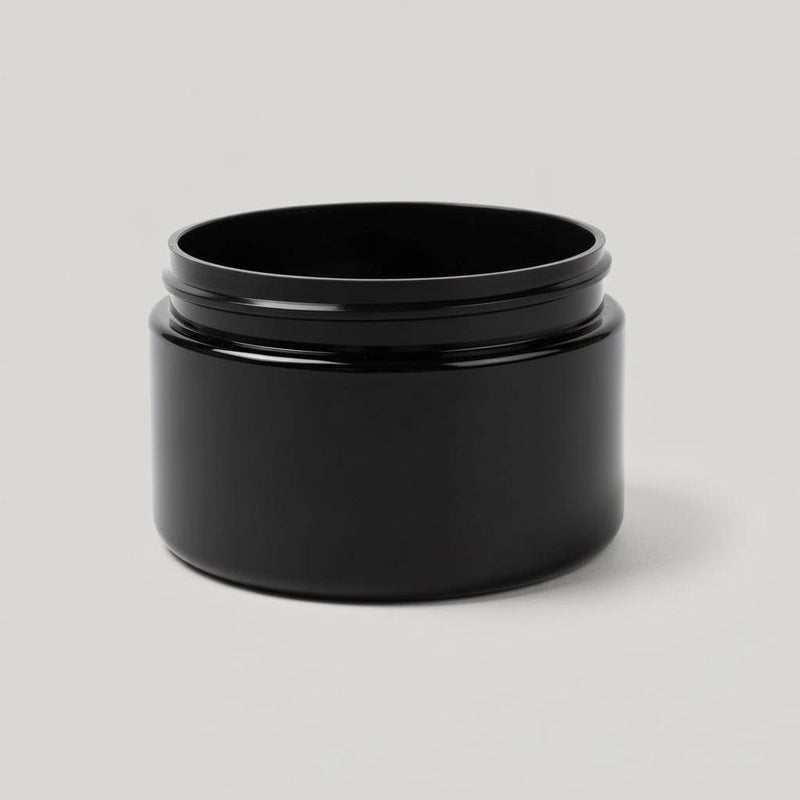 Pravada private Label Low Profile Black Plastic Jar - 4oz