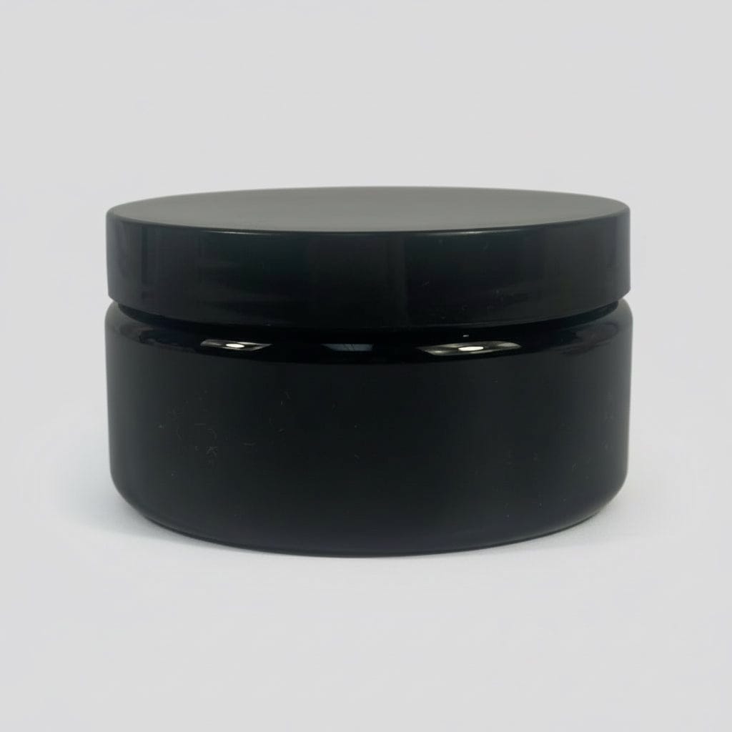 Pravada private Label Low Profile Black Plastic Jar - 8oz