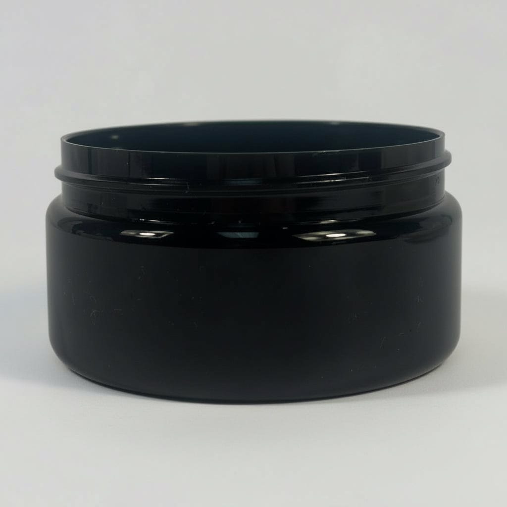 Pravada private Label Low Profile Black Plastic Jar - 8oz