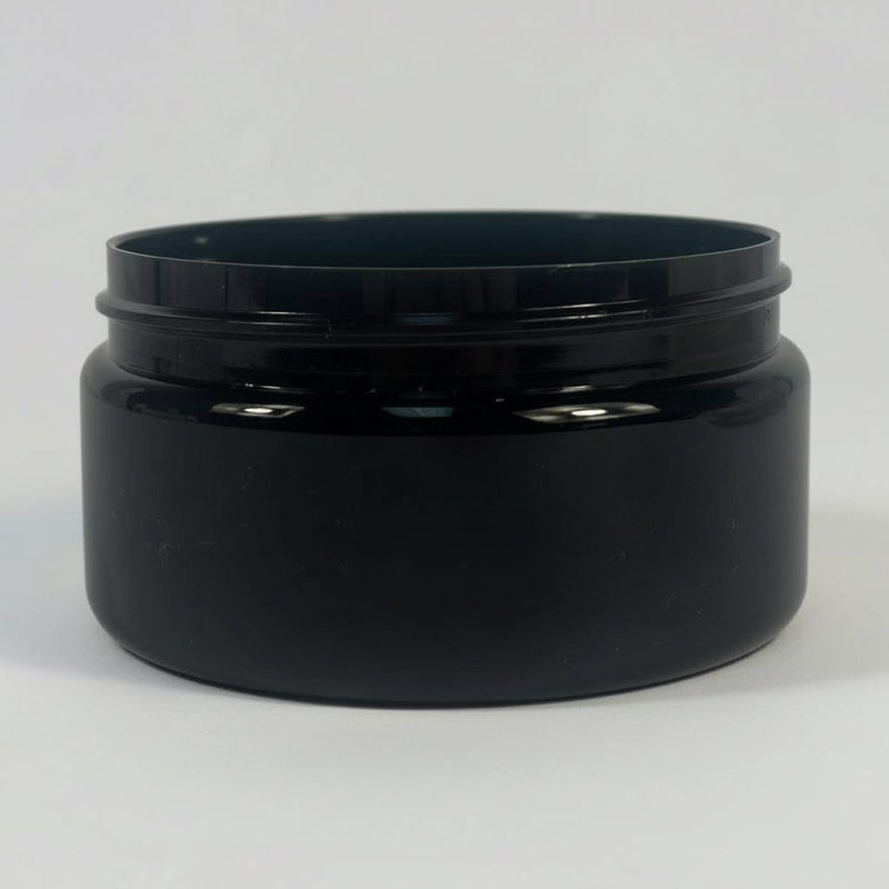 Pravada private Label Low Profile Black Plastic Jar - 8oz