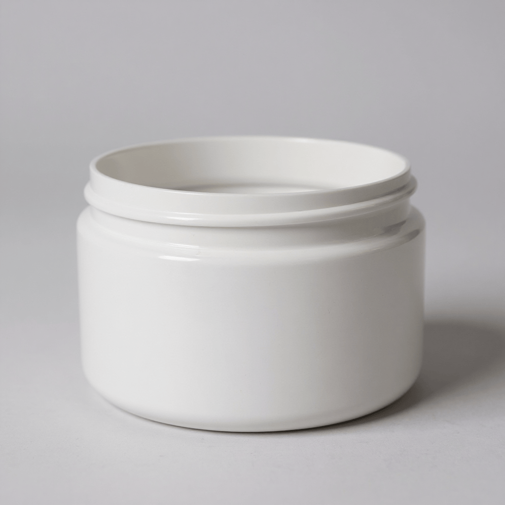 Pravada private Label Low Profile White Plastic Jar - 4oz
