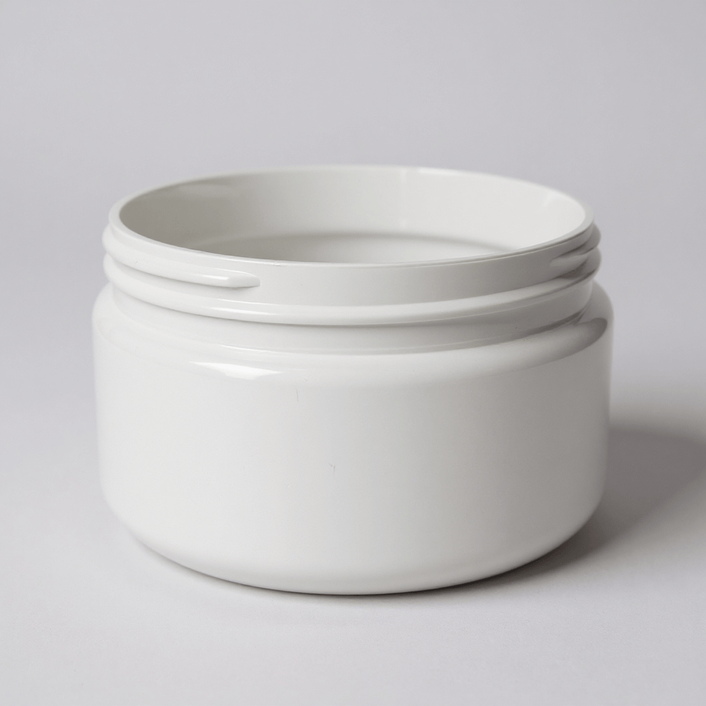 Pravada private Label Low Profile White Plastic Jar - 8oz