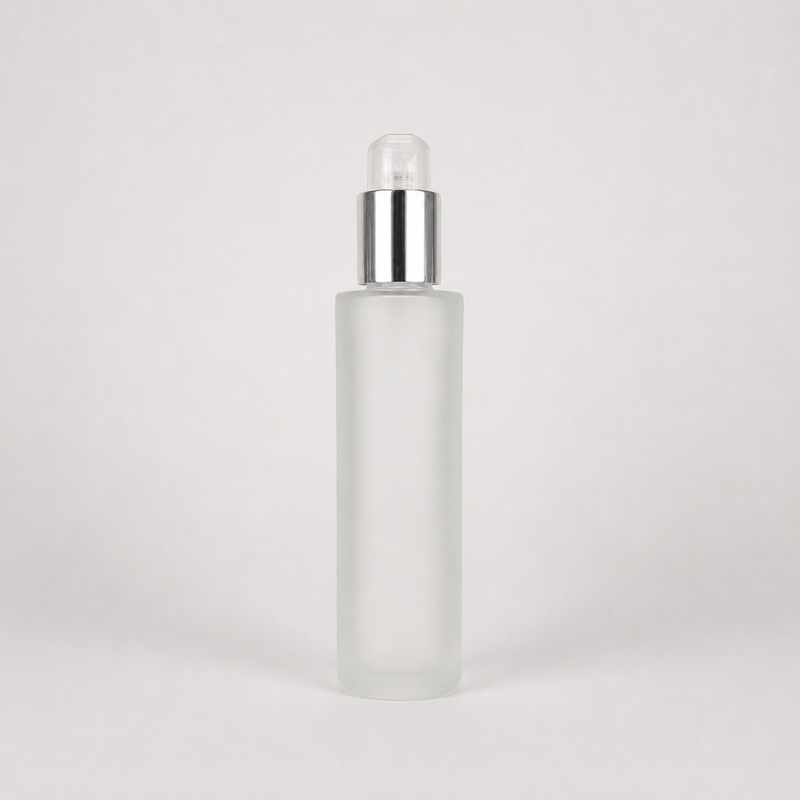 Pravada private Label Premium Aspen Frosted Glass Cylinder with Treatment Pump - 120ml