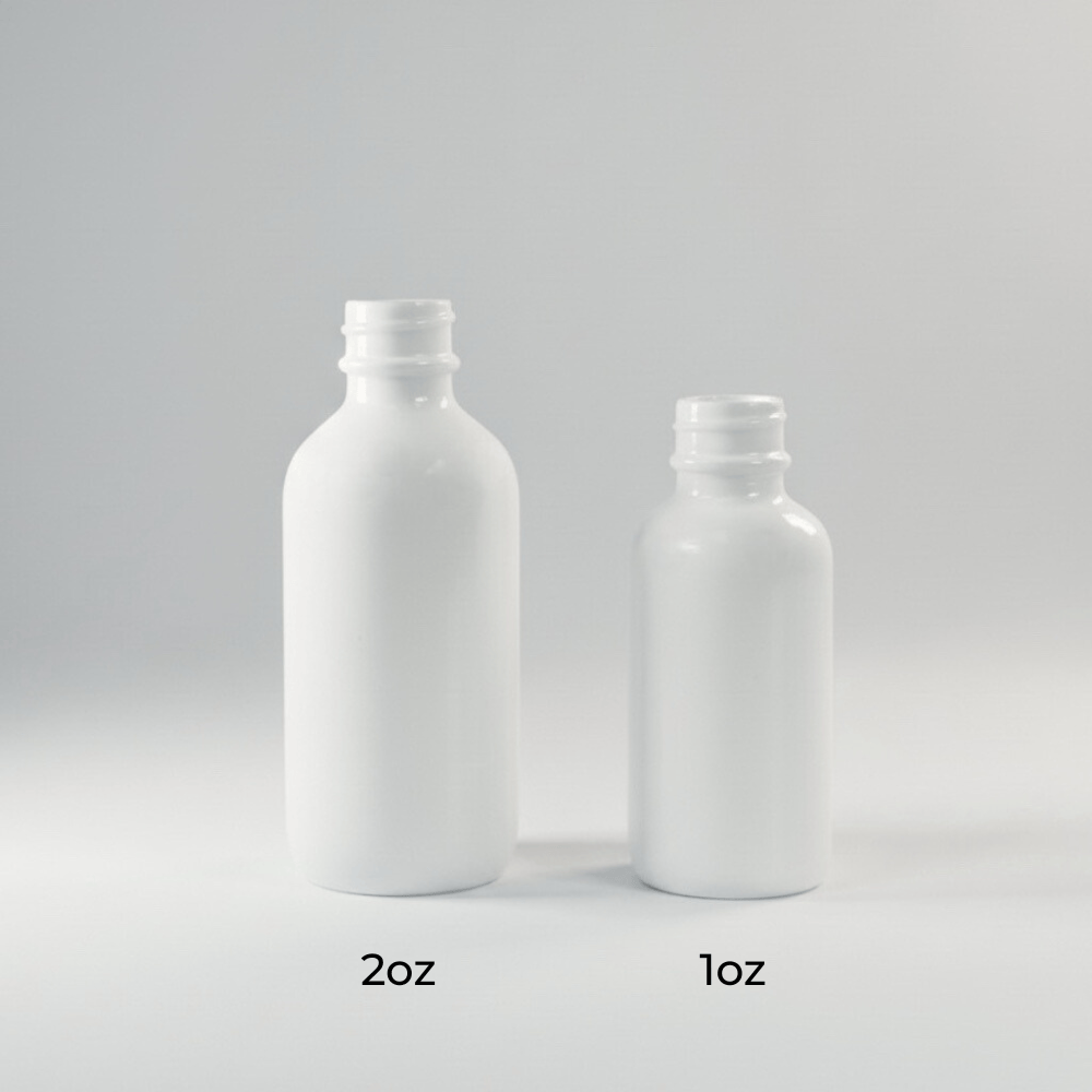 Pravada private Label Premium Boston Round White Opal Glass Bottle - 1oz