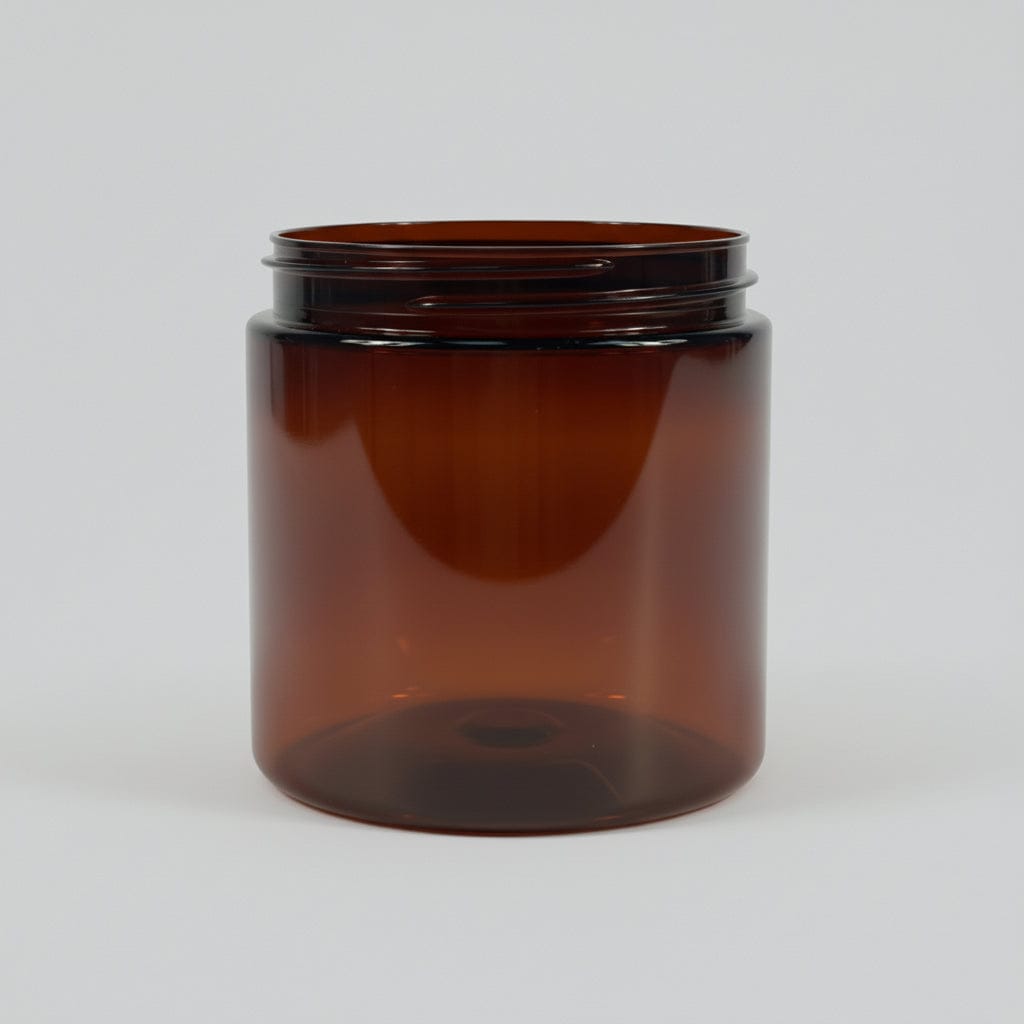 Pravada private Label Straight Amber Plastic Jar - 8oz